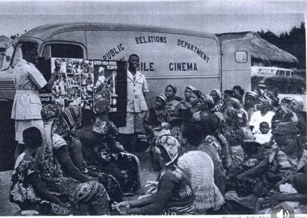 Mobile CinemaOne of the Colonial Film Unit’s “Mobile Cinema” mobile units. Showing “Amenu’s Child’ to a town in the Gold Coast (present-day Akra Ghana) The Establishment of the Gold Coast Film&nbsp;Unit